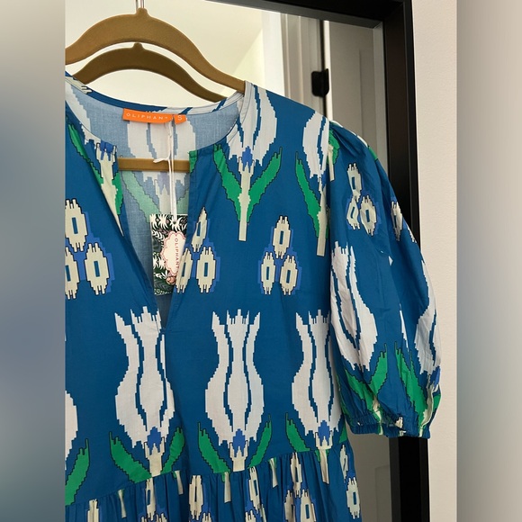 Oliphant Printed Tulip Maxi Dress in Blue - Picture 4 of 6